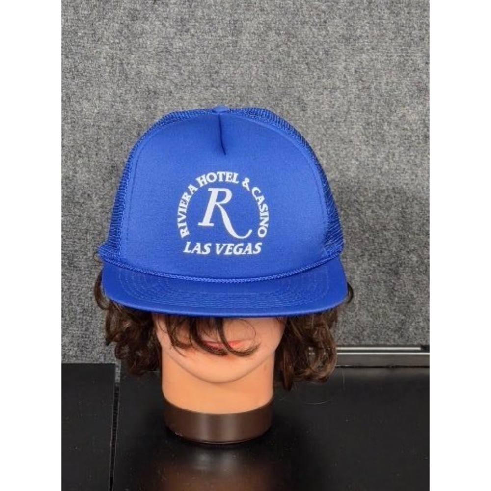 VTG Riviera Hotel Casino Las Vegas Blue Trucker Hat Snapback Men Casual Retro
